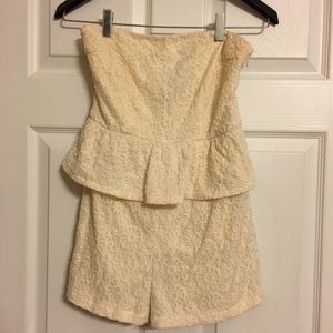 Cream ruffle flower romper
